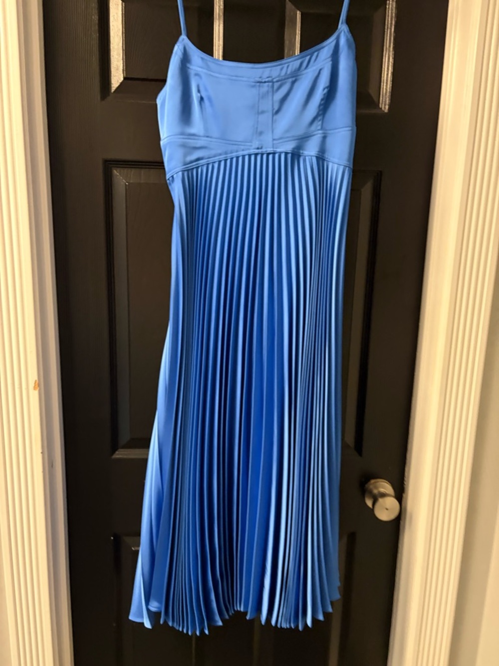House of Harlow Sky Blue Pleated Strap Midi Dress